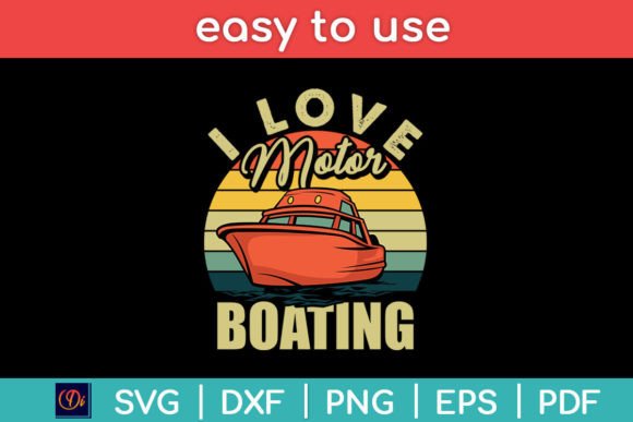 I Love Motor Boating Vintage Retro